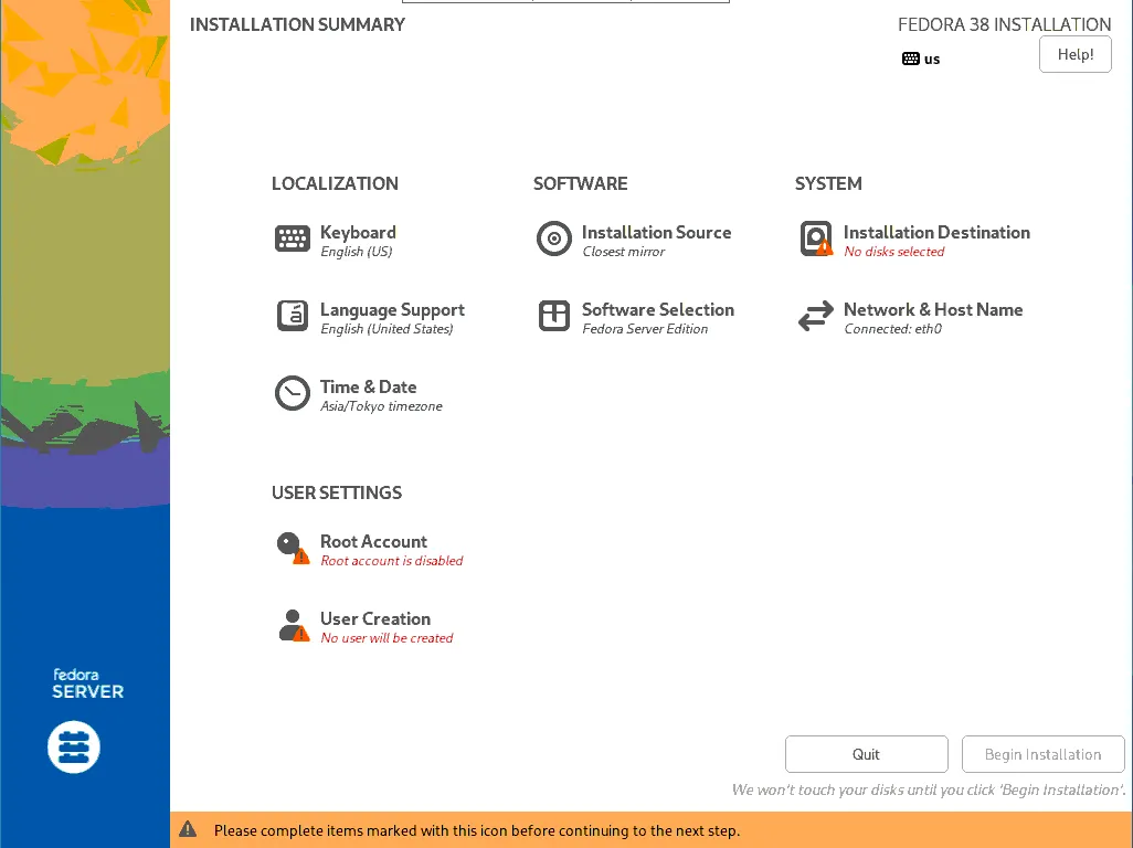 VNC Fedora Installation